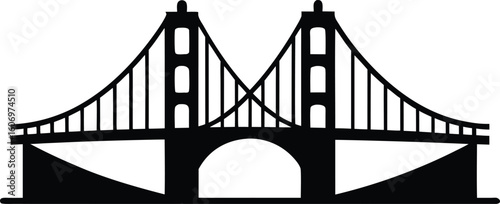 Golden gate bridge   black silhouette vector illustration,Golden gate bridge    icon
