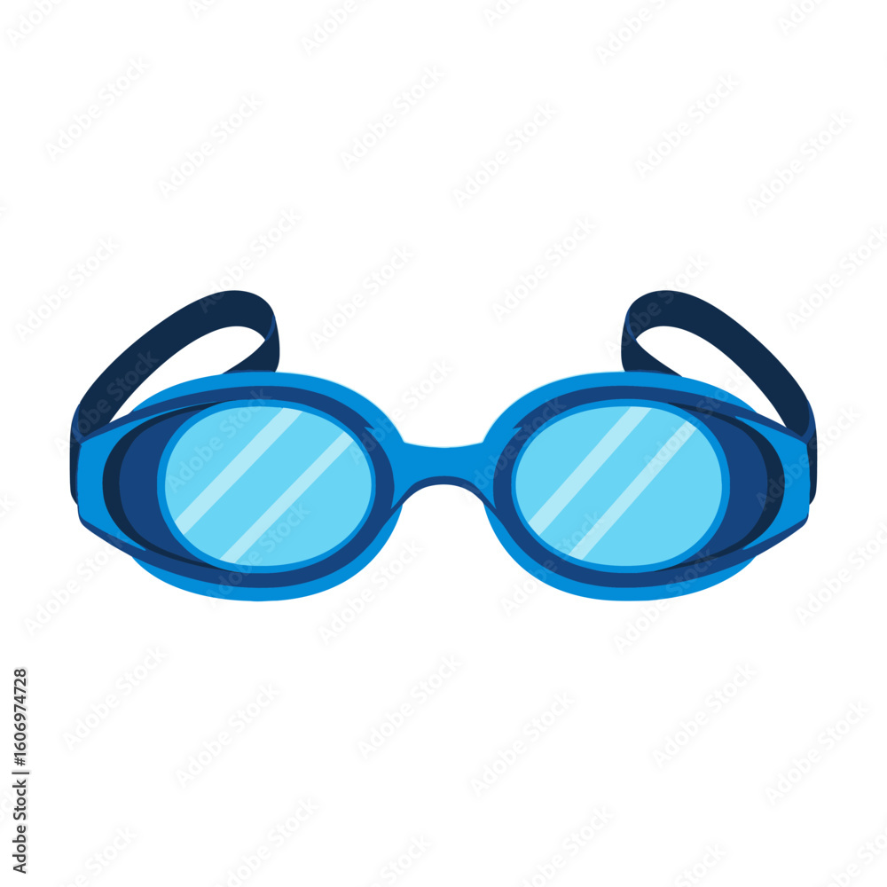 Fototapeta premium Pair of Blue Swimming Goggles with Clear Lenses.