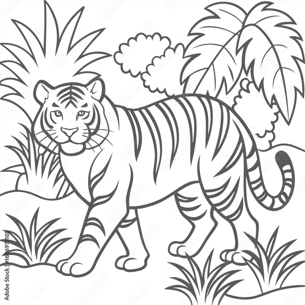 Obraz premium tiger outline illustration