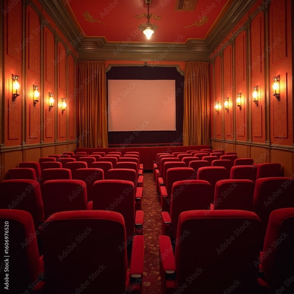 Fototapeta premium cinema auditorium with red chairs