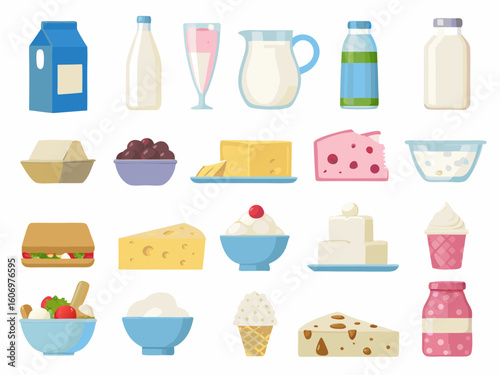 set of dairy products