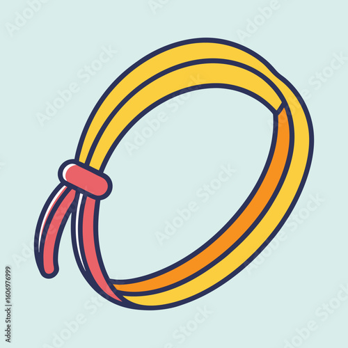 Cartoon head band in yellow and orange with red tie on side