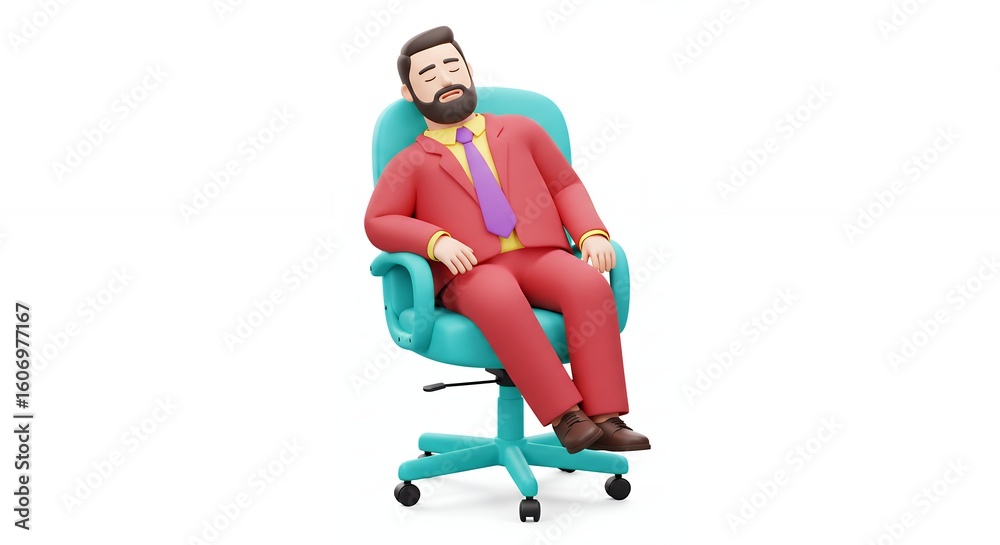 Cartoon business person sitting in office chair Cartoon business person sitting in office chair