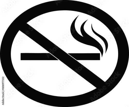 No smoking symbol black silhouette vector,No smoking sign