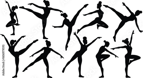 silhouettes of yoga set, yoga people silhouette collection different meditating pose. various style gymnast silhouette set