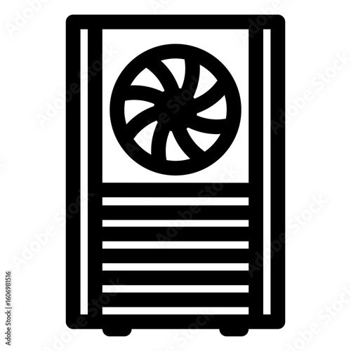 Desktop computer case. PC case. Outline style. 48x48 px