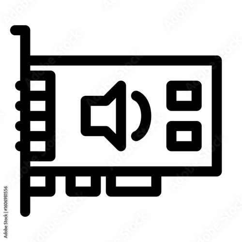 Desktop computer sound card icon. PC hardware component. Outline style. 48x48 px