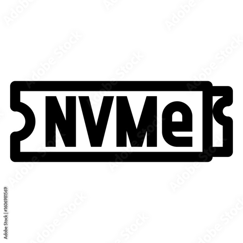 Desktop computer solid-state drive. NVMe SSD icon. PC hardware component. Outline style. 48x48 px