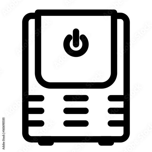 Desktop computer power supply unit. PSU icon. PC hardware component. Outline style. 48x48 px