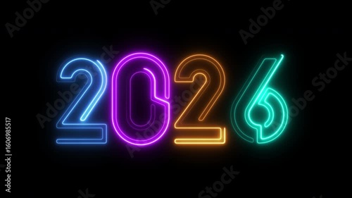 Motion word of new year 2026 isolated on transparent background. Concept of new year beginning, happy celebration, festival, new life, growth of business, investment, finance, innovation.