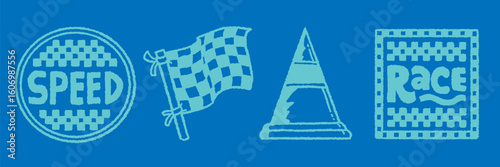 badge logo race speed flag racer drawing 