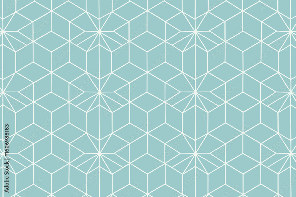 Fototapeta premium Geometric pattern background with teal and white lines