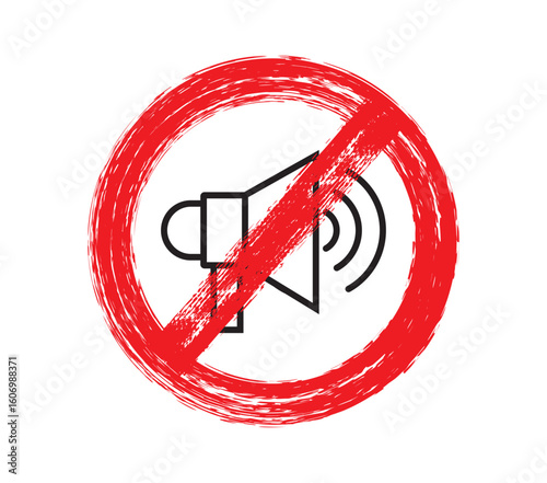 Sound prohibition sign symbol. Red prohibition sign with black silhouette of a horn on white background no honking sign. No Sound Warning Symbols Vector 