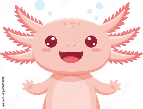 Cute Pink Cartoon Axolotl Illustration