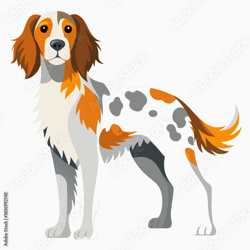 Vector art of a stylized illustration of a spotted dog with long ears