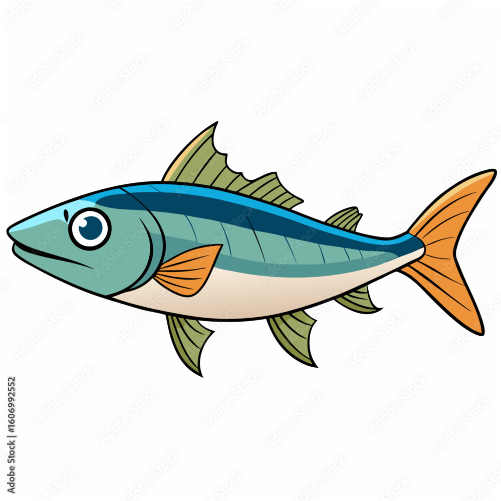 Fototapeta premium Vector art of a mackerel fish isolated on a white background
