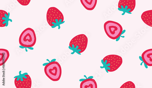 Cute strawberry fruits pattern background vector design