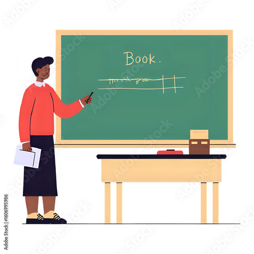 teacher with blackboard
