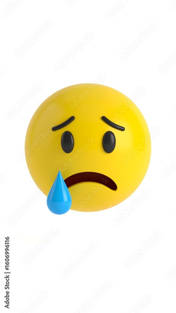 Fototapeta premium Sad emoticon, teardrop