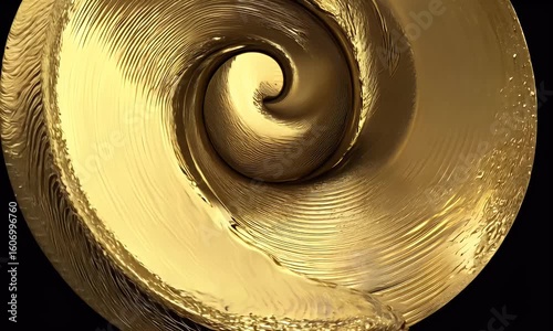 Golden spiral rotating slowly in dark space