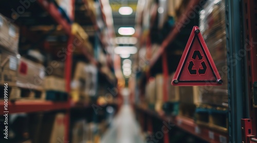 Red warning label on packaged product with bold text, symbolizing safety alert and consumer protection, product hazard caution sign for commercial goods.
