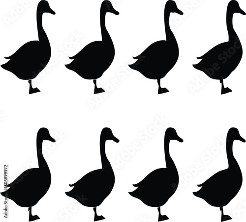 bundle of 8 black silhouettes of different typ