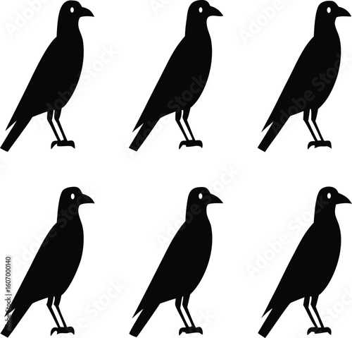 bundle of 7 black silhouettes of different typ
