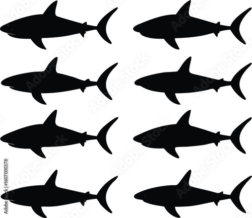 bundle of 8 black silhouettes of different sty