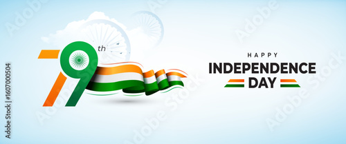 79th Happy Indian Independence Day Celebration Banner Template Design vector illustration	