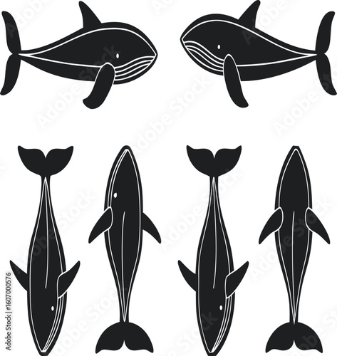 bundle of 8 black silhouettes of different typ