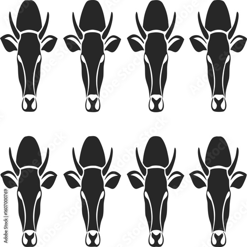 bundle of 8 black silhouettes of different typ