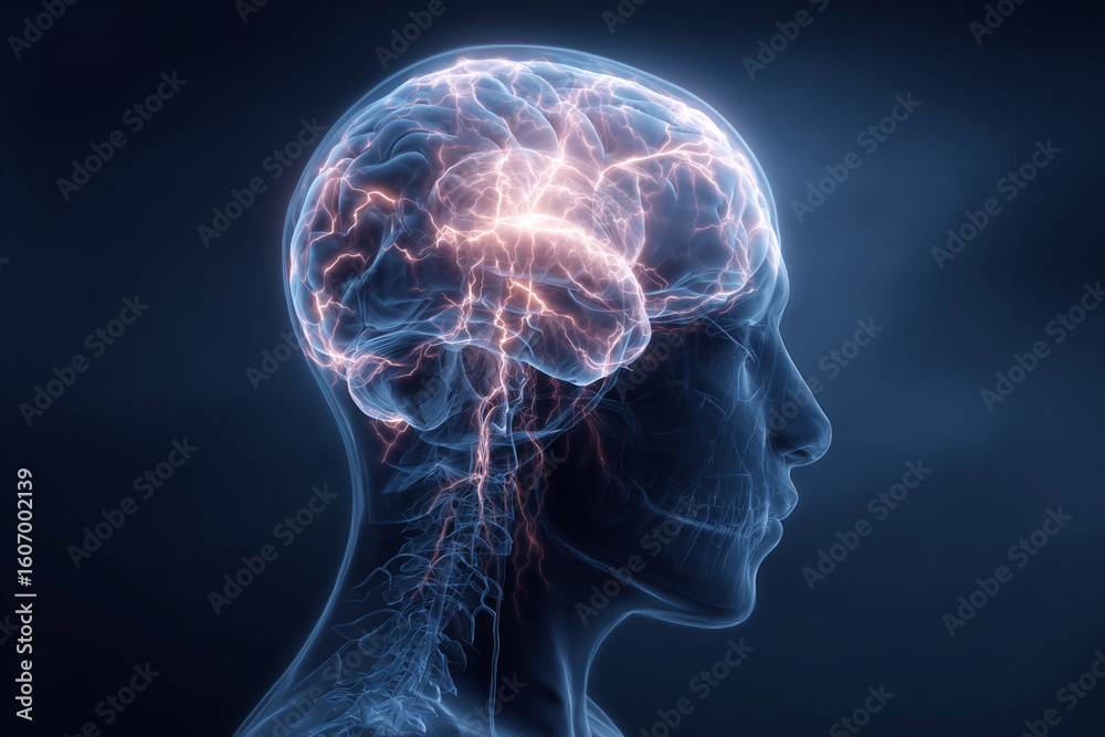 A brain with a lightning bolt in it A brain with a lightning bolt in it