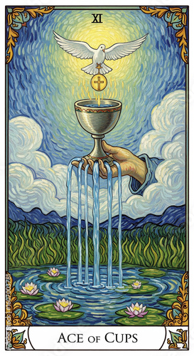 emotional post-impressionist style of torot card illust Ace of Cups