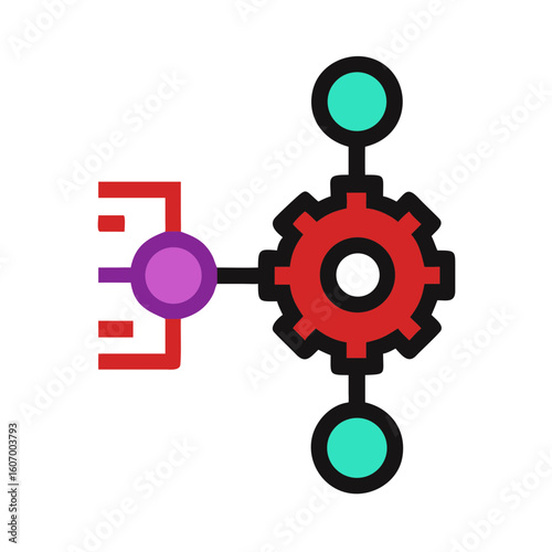 abstract network design with gears and nodes on a white background, symbolizing technology and connectivity