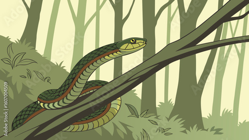 green snake in a tree