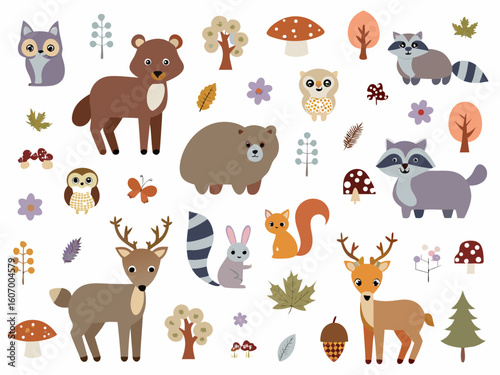 set of funny animals
