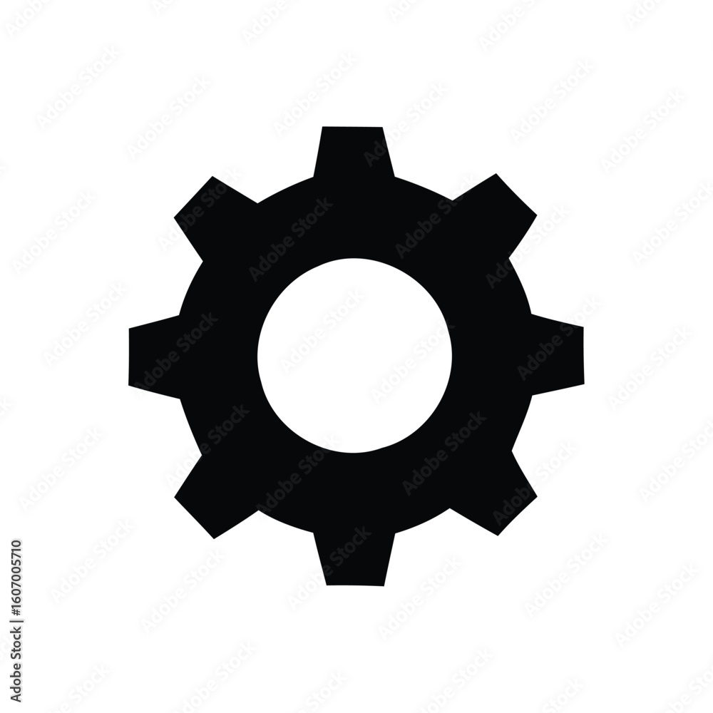 Black gear icon with white center Black gear icon with white center