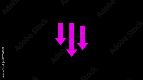 Down arrow on animation on background. Three arrow direction by down animation on black background.	
