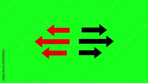 Left and right arrow on animation on background. Three arrow direction by left and right side animation on background.	
