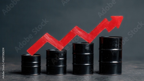 Oil price increase concept with rising arrow
