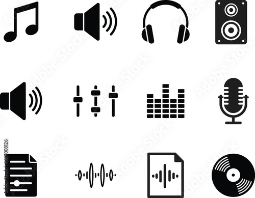 Music and audio icons set vector illustration