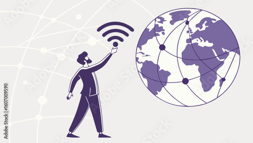 Global network connection internet access worldwide communication technology concept design vector