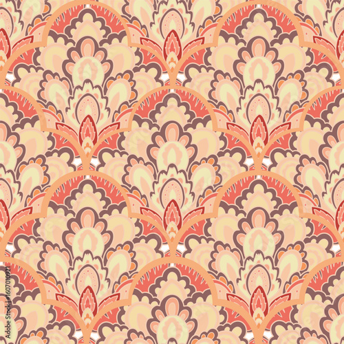 Vintage Ornamental Fan Seamless Pattern