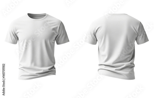 3D White T-Shirt Mockup Front and Back View – Realistic Plain Tee Template for Branding, Clothing Design, and Print Projects on Transparent Background