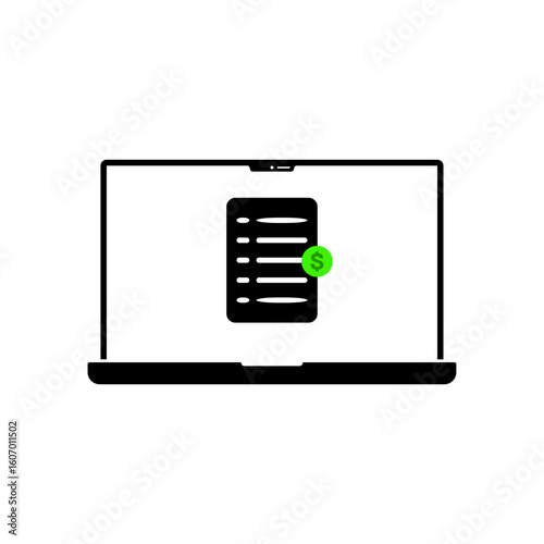 digital invoice icon on transparent background, digital invoice icon vector, digital invoice symbol
