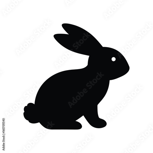 Simple black silhouette of a rabbit sitting down