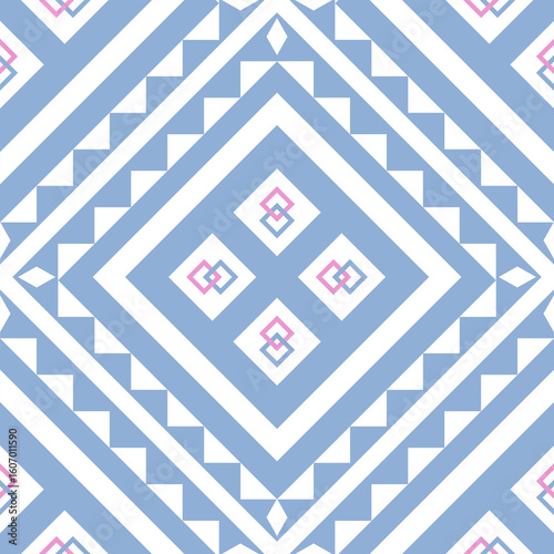 Geometric Patterned Design in blue and white