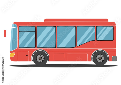 Modern red city bus vector image with simple and clean design, suitable for public transportation and city infrastructure concepts.