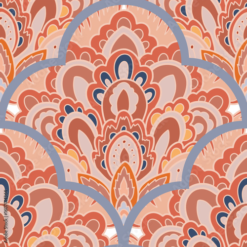 Ornamental Fan Shapes Seamless Pattern