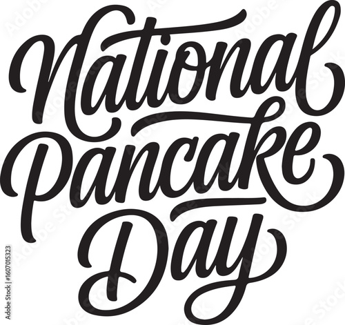 National Pancake Day Cursive Typography Poster